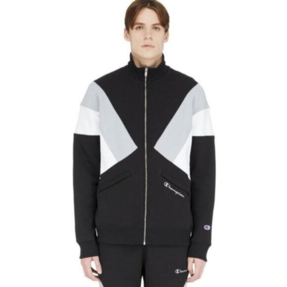 Champion | Reverse Weave Colorblock Full Zip Track Jacket Sweatshirt Black - Picture 1 of 7